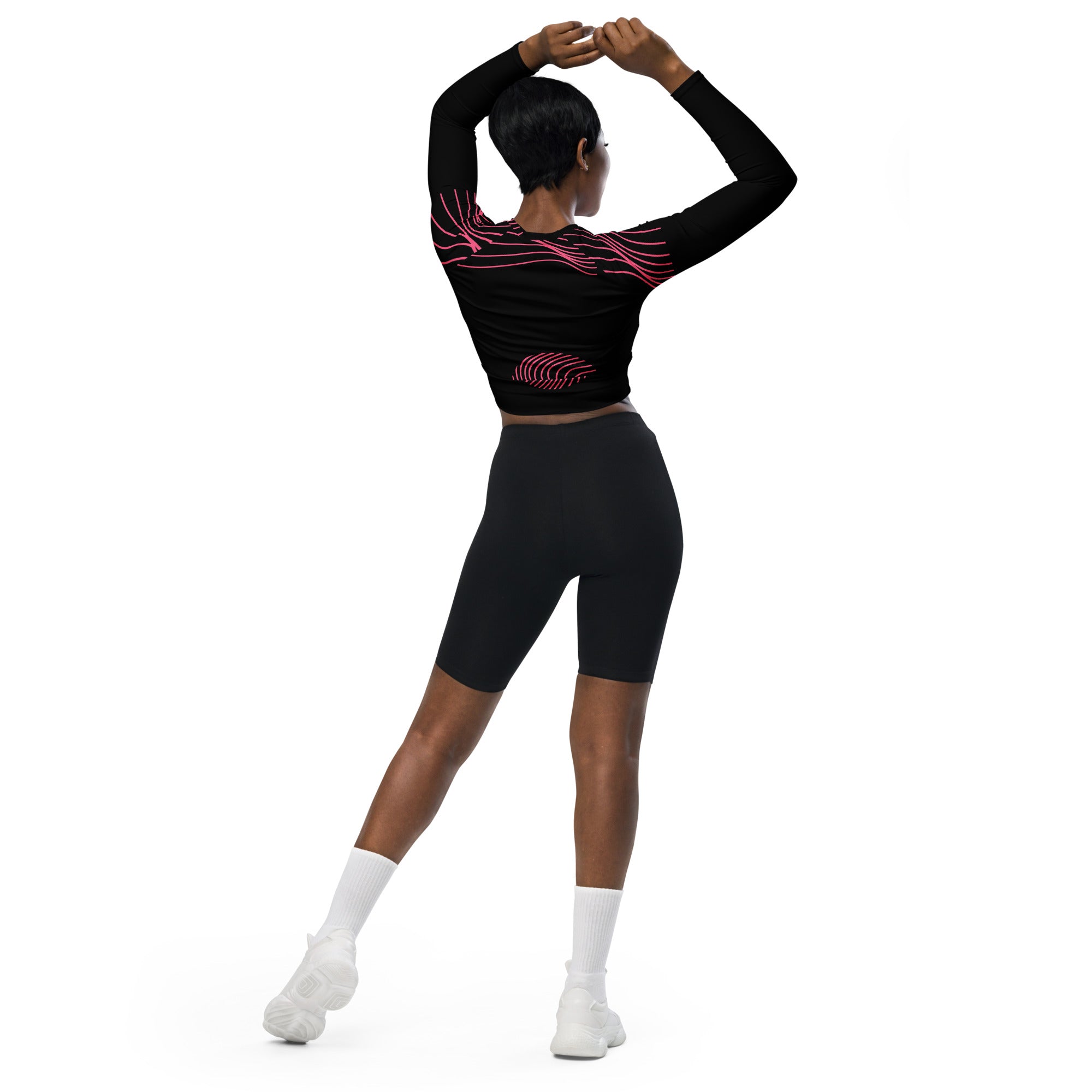 Activewear long-sleeve crop top. Yoga or Gym or Dance crop top. Streetwear top. RippleFX by WickedYo.